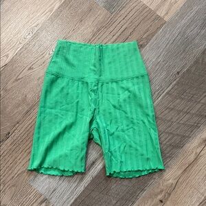 Aerie Green High-Waist Ribbed Bike Shorts